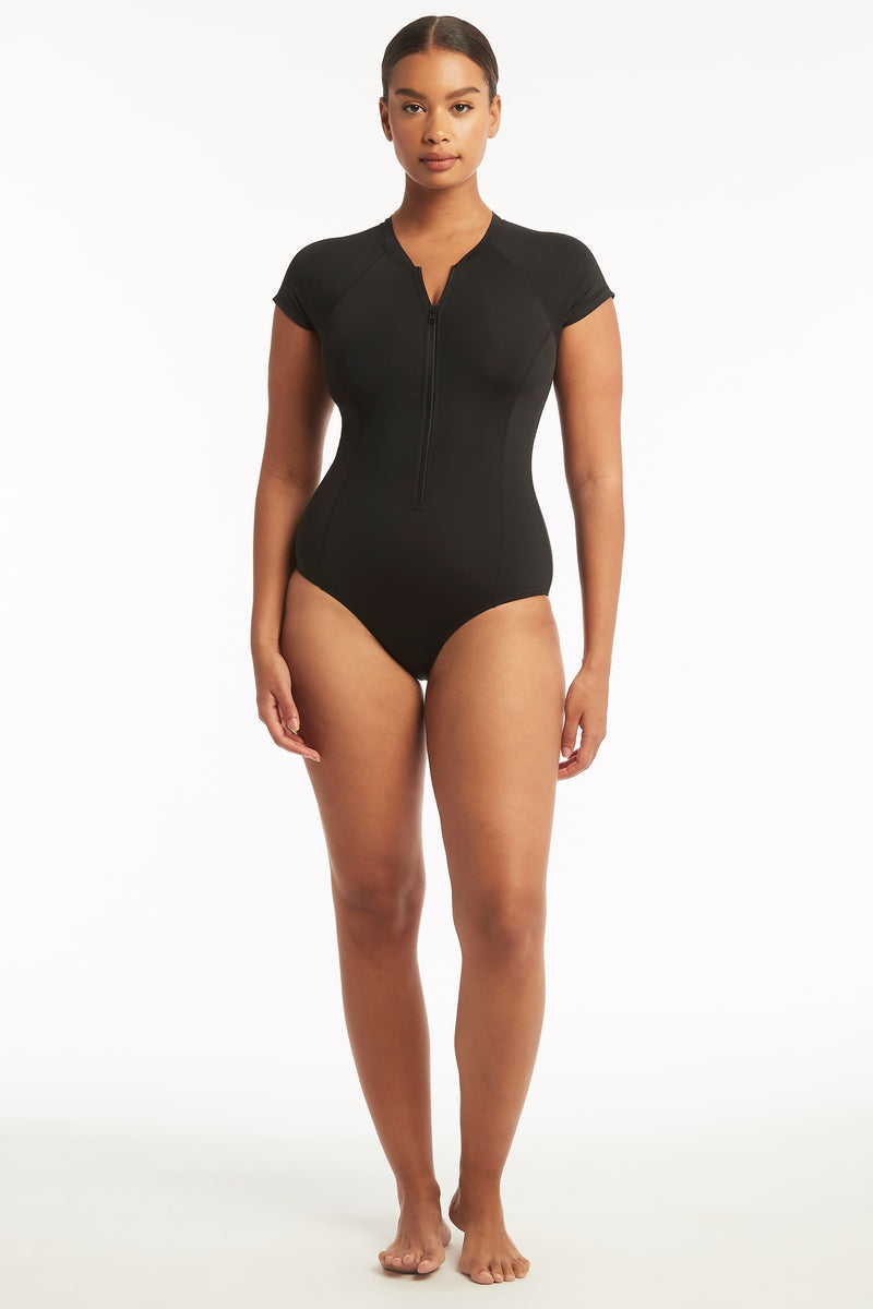 Eco Essentials Short Sleeve One Piece / Sea Level Eco essentials black