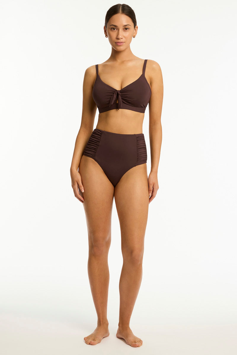 Essentials Edit Tie Front DD/E Bralette / Sea Level Eco essentials cocoa