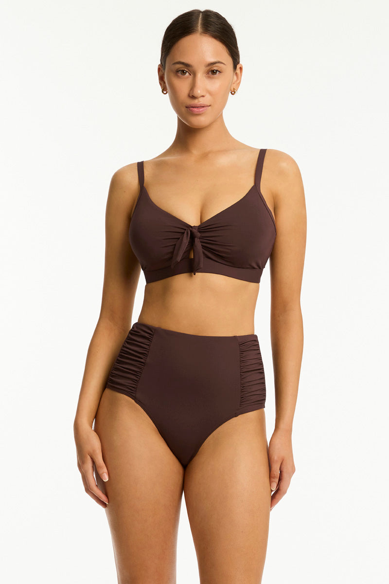 Essentials Edit Tie Front DD/E Bralette / Sea Level Eco essentials cocoa
