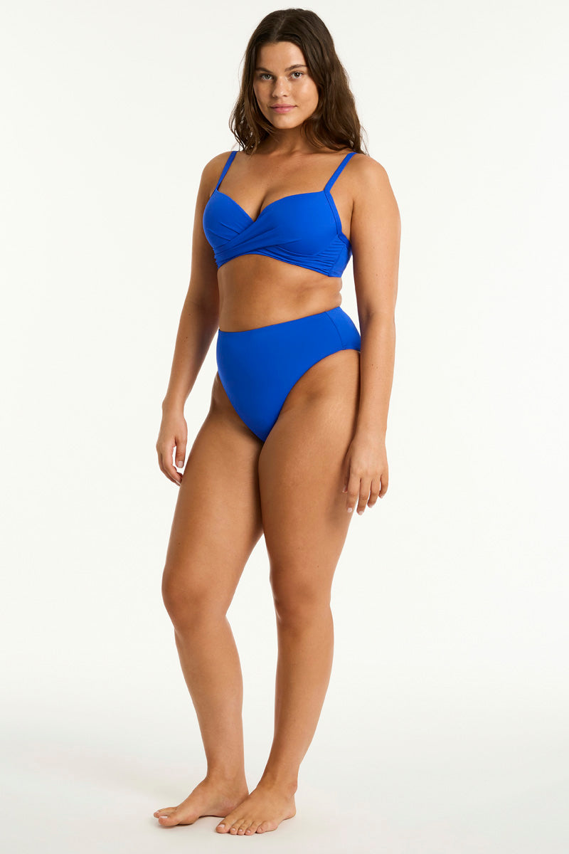 Eco Essentials Cross Front Moulded Cup Bra / Sea Level Eco essentials cobalt