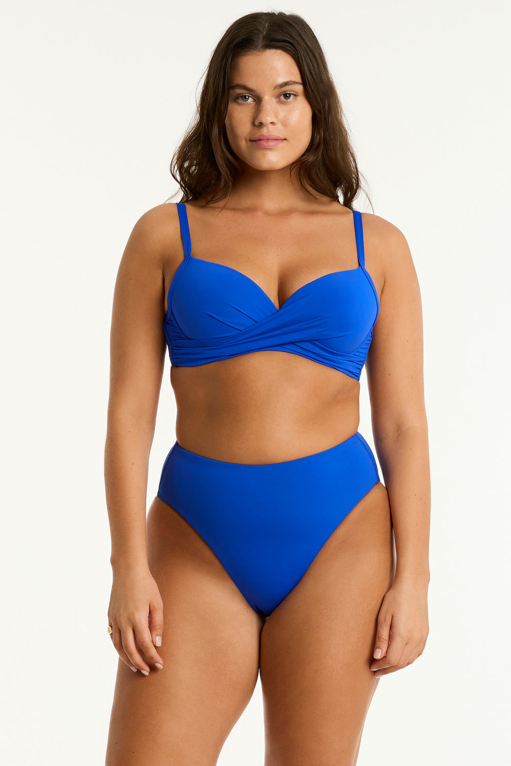 Eco Essentials Cross Front Moulded Cup Bra / Sea Level Eco essentials cobalt