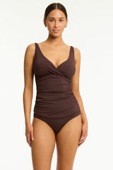Essentials Edit Cross Front Tankini / Sea Level Eco essentials cocoa