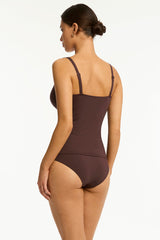 Essentials Edit Cross Front Tankini / Sea Level Eco essentials cocoa