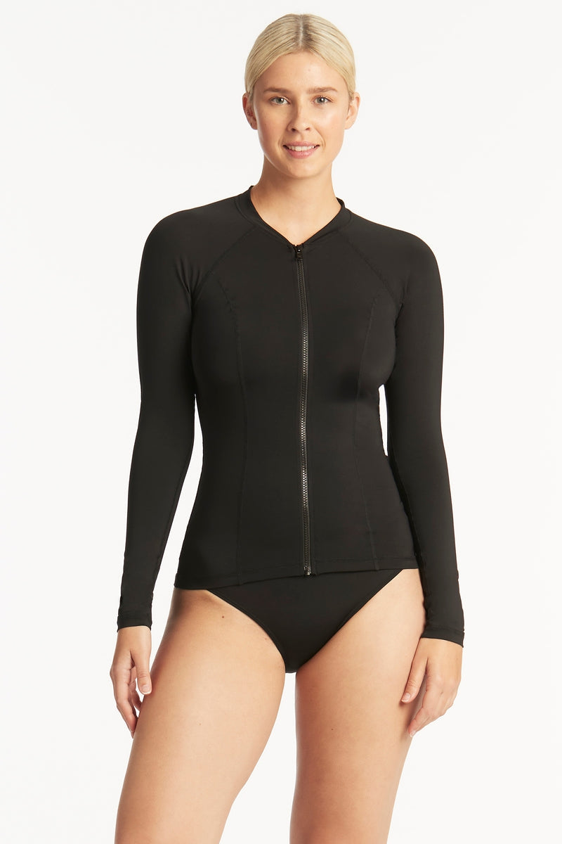 Eco Essentials Long Sleeve Rash Vest / Sea Level Eco essentials black