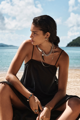 Shore Linen Panelled Bandeau Lace Maxi Dress / Sea Level Shore linen black
