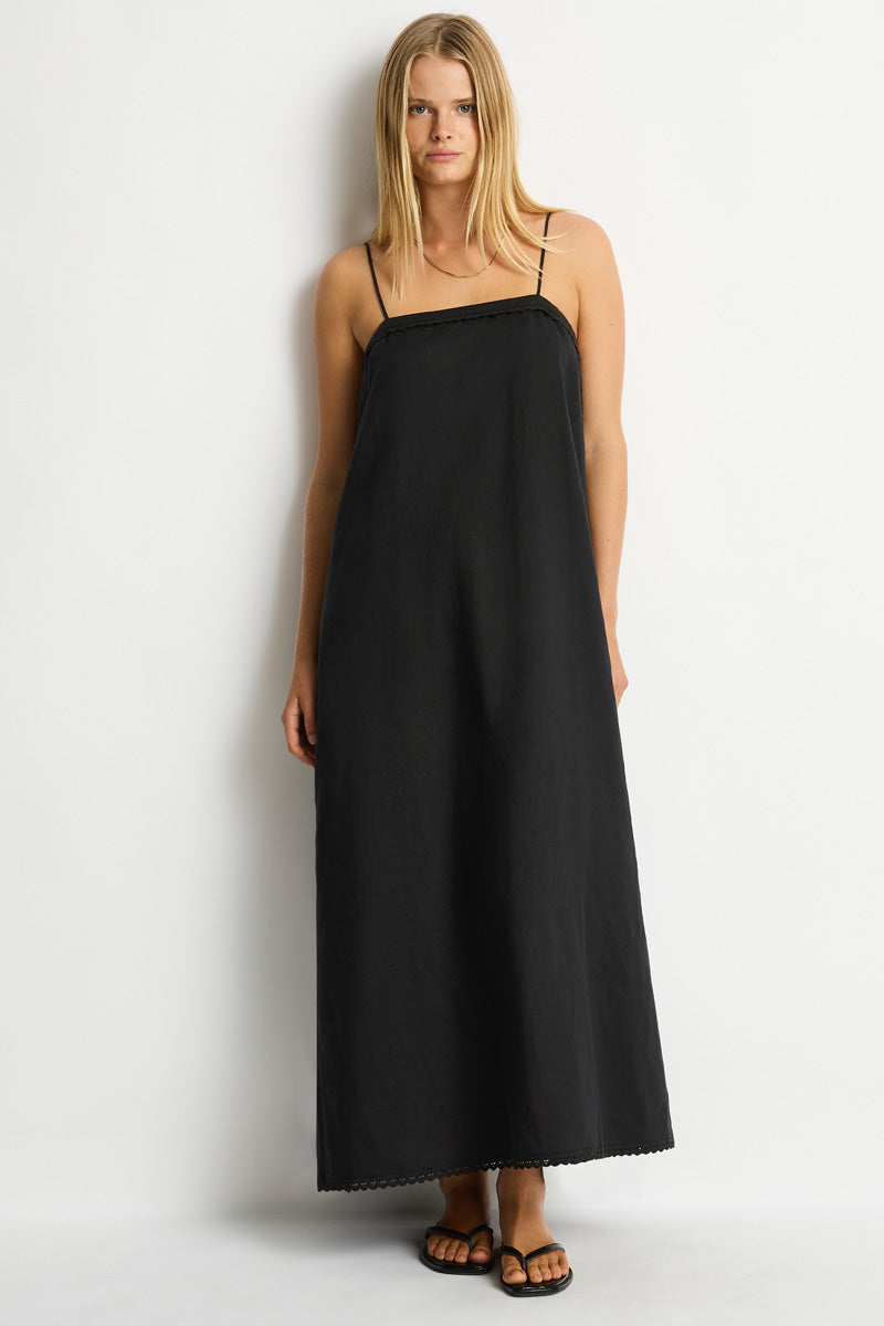 Shore Linen Panelled Bandeau Lace Maxi Dress / Sea Level Shore linen black