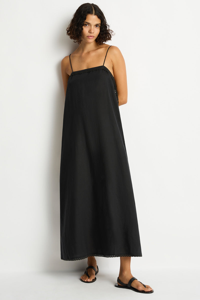 Shore Linen Panelled Bandeau Lace Maxi Dress / Sea Level Shore linen black