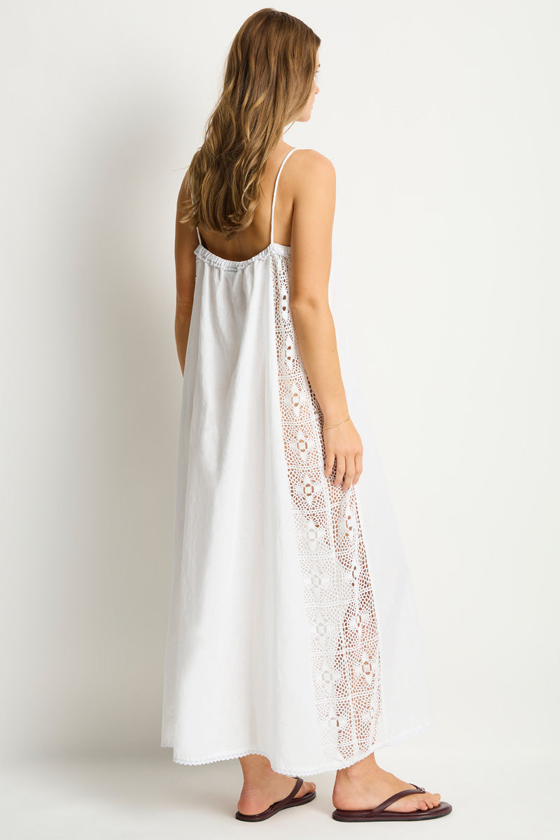 Shore Linen Panelled Bandeau Lace Maxi Dress / Sea Level Shore linen white