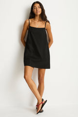 Shore Linen Shift Short Dress / Sea Level Shore linen black