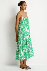 Palmera Resort Tiered Midi Sundress / Sea Level Palmera green