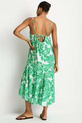 Palmera Resort Tiered Midi Sundress / Sea Level Palmera green