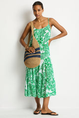 Palmera Resort Tiered Midi Sundress / Sea Level Palmera green