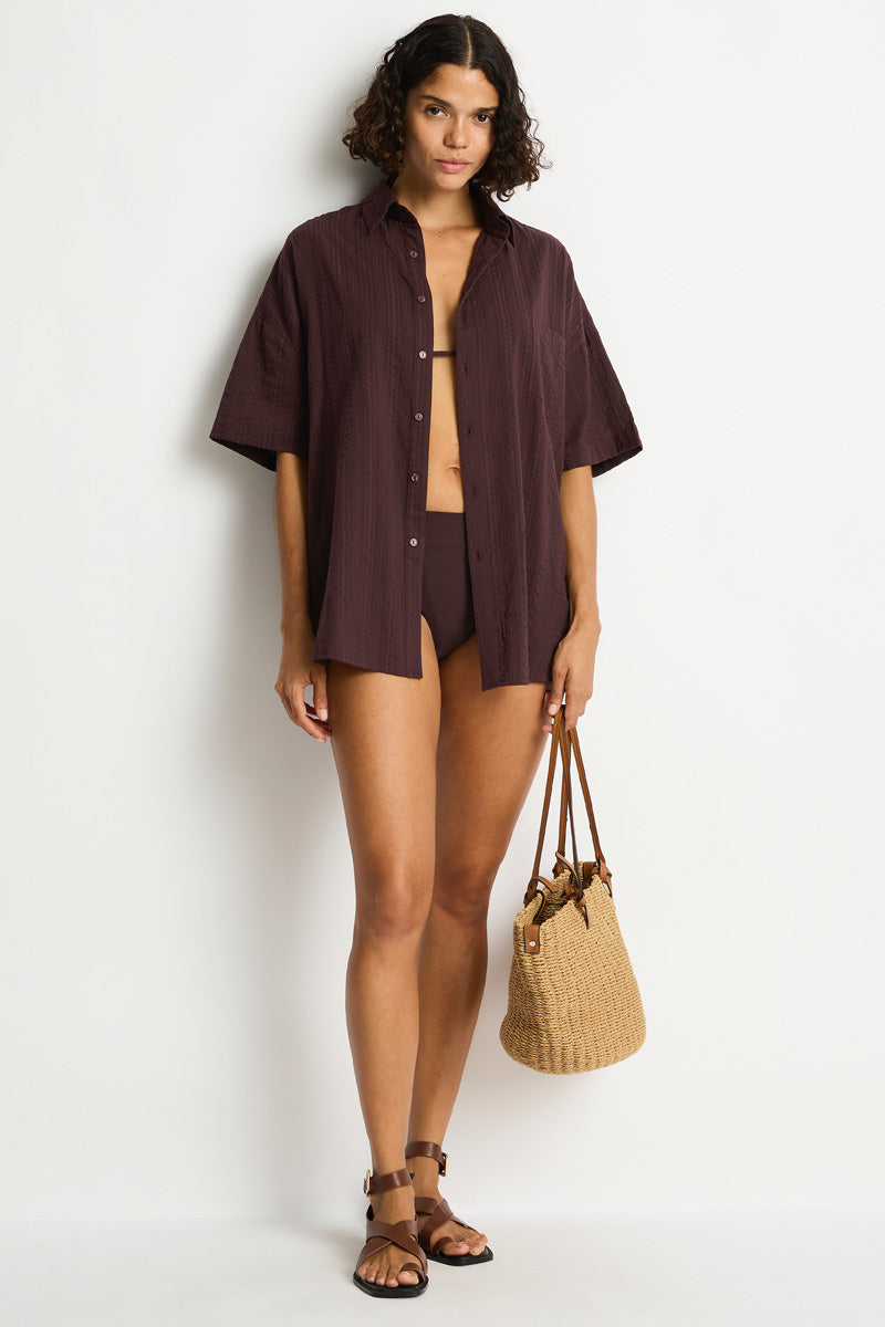 Ripples Aloha Shirt / Sea Level Ripples cocoa