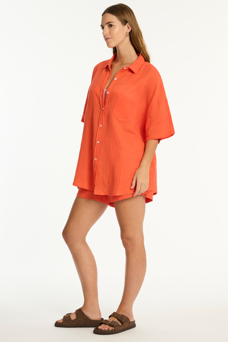 Sunset Aloha Shirt / Sea Level Sunset flame