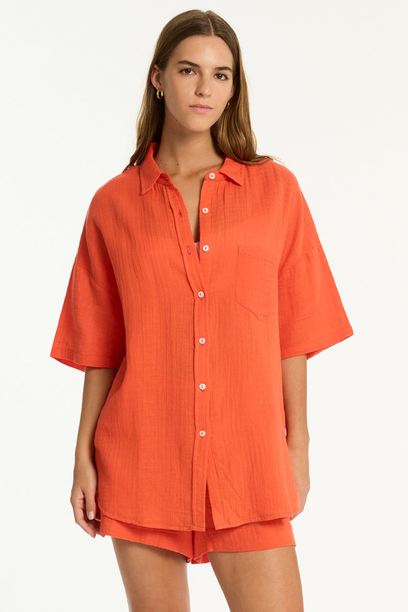 Sunset Aloha Shirt / Sea Level Sunset flame