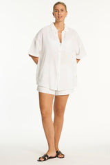 Sunset Aloha Shirt / Sea Level Sunset white