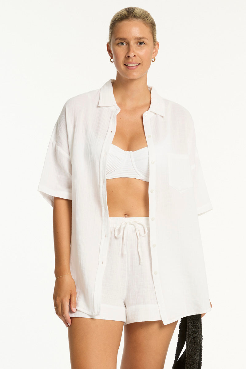 Sunset Aloha Shirt / Sea Level Sunset white