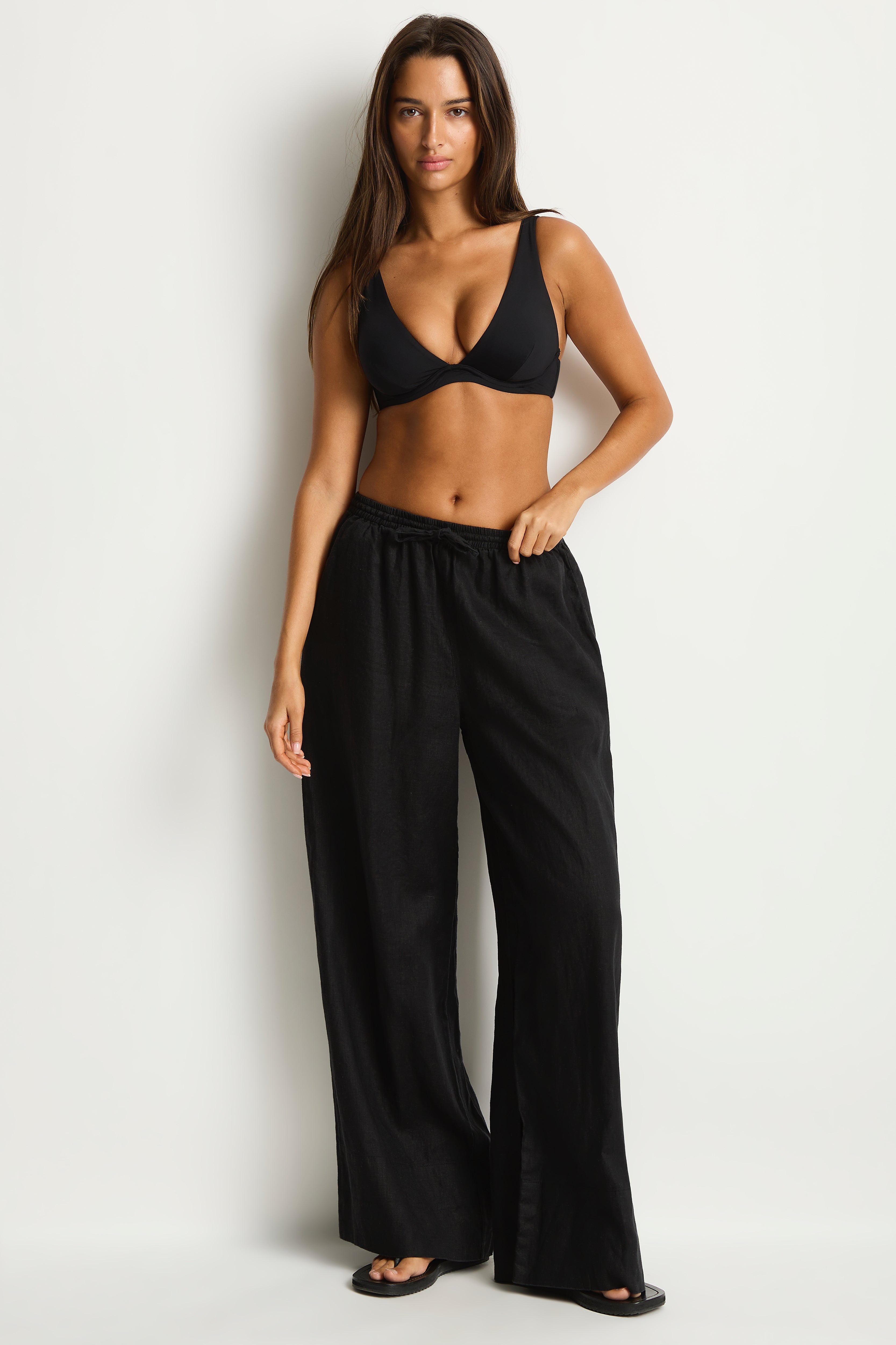 Shore Linen Palazzo Pant / Sea Level Shore linen black