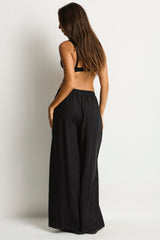Shore Linen Palazzo Pant / Sea Level Shore linen black