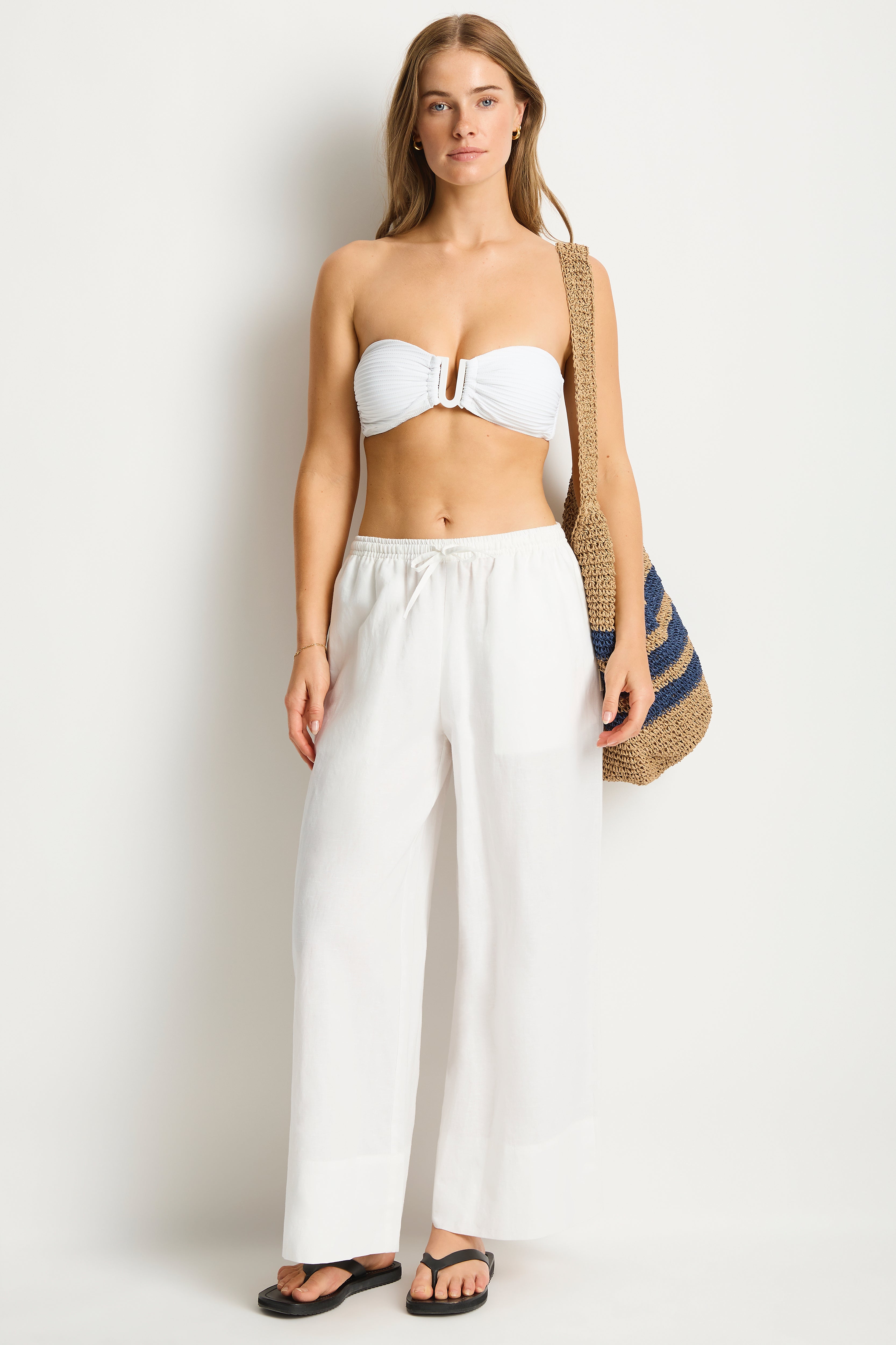 Shore Linen Palazzo Pant / Sea Level Shore linen white