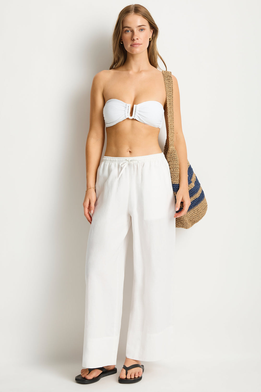 Shore Linen Palazzo Pant / Sea Level Shore linen white