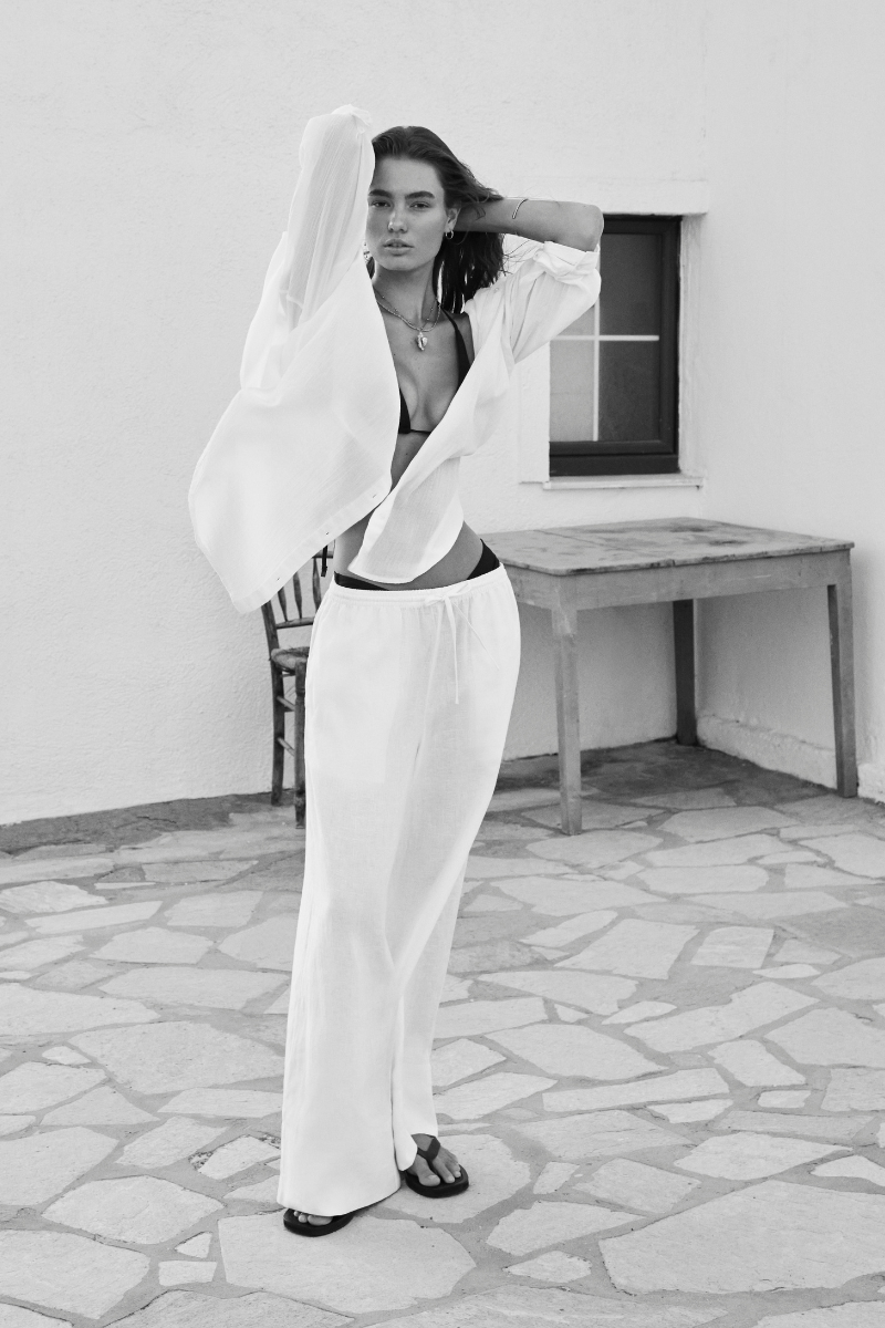 Shore Linen Palazzo Pant / Sea Level Shore linen white