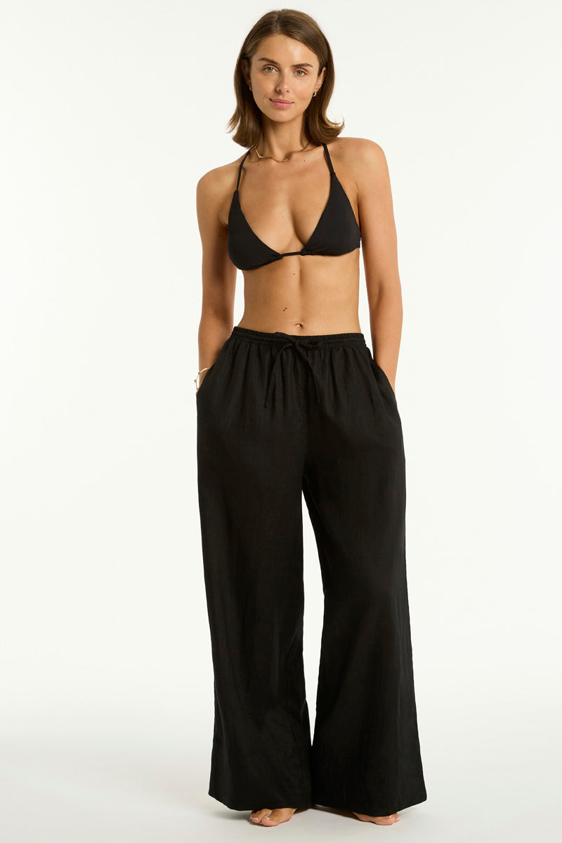 Tidal Linen Palazzo Pant / Sea Level Tidal linen black