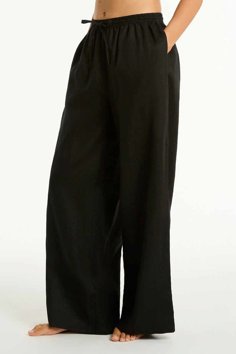 Tidal Linen Palazzo Pant / Sea Level Tidal linen black