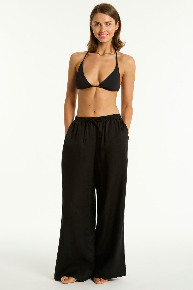 Tidal Linen Palazzo Pant / Sea Level Tidal linen black