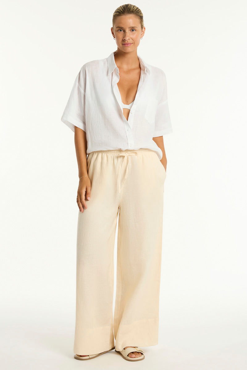 Tidal Linen Palazzo Pant / Sea Level Tidal linen vanilla