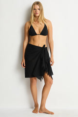 Salt Frayed Sarong / Sea Level Salt black