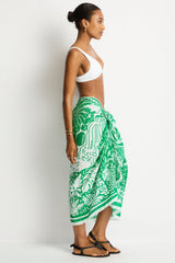 Jungle Lino Long Sarong / Sea Level Jungle lino green