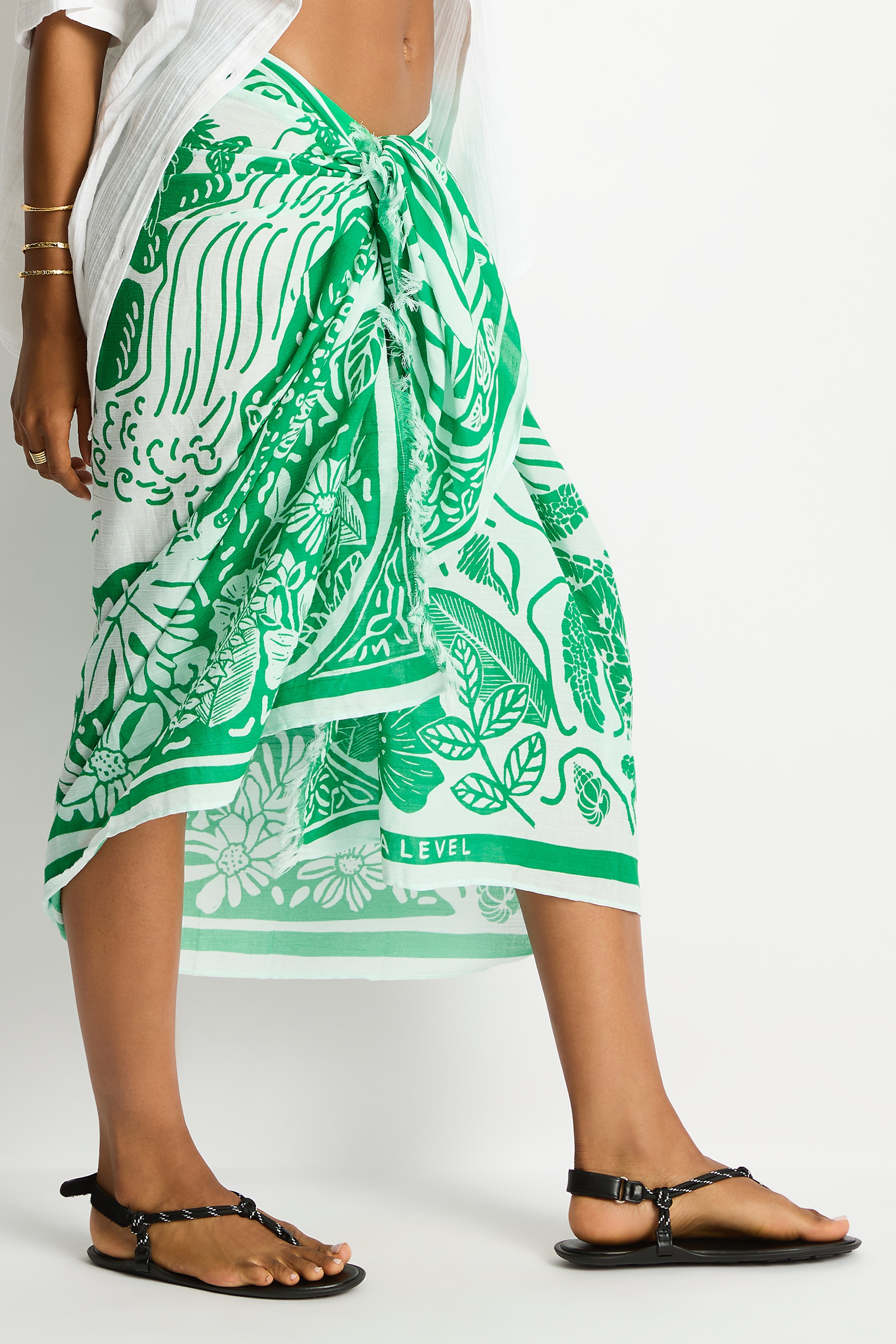 Jungle Lino Long Sarong / Sea Level Jungle lino green