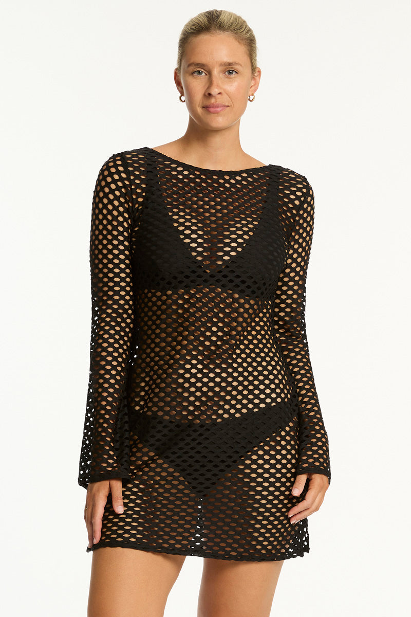 Castaway Mesh Cover Up / Sea Level Castaway black