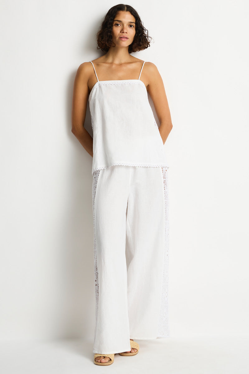 Shore Linen Panelled Shift Cami Top / Sea Level Shore linen white