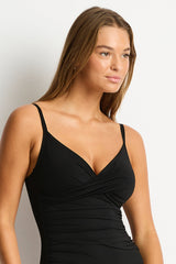 Essentials Edit Cross Front Scoop Back One Piece / Sea Level Eco essentials black