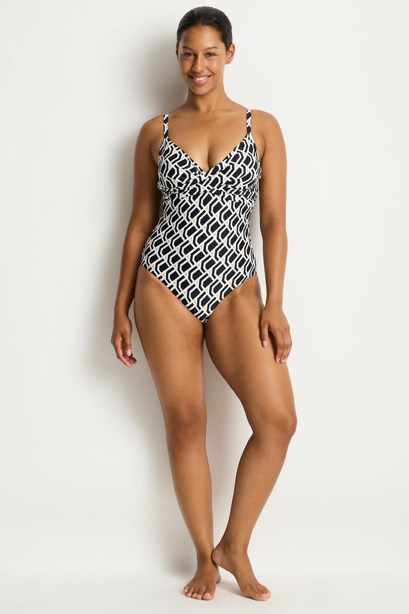 Costa Cross Front Scoop Back One Piece / Sea Level Costa print