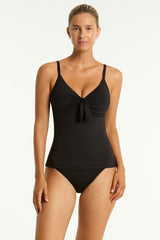 Essentials Edit Tie Front DD/E Tankini / Sea Level Eco essentials black