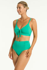 Essentials Edit High Waist Gathered Side Pant / Sea Level Eco essentials evergreen