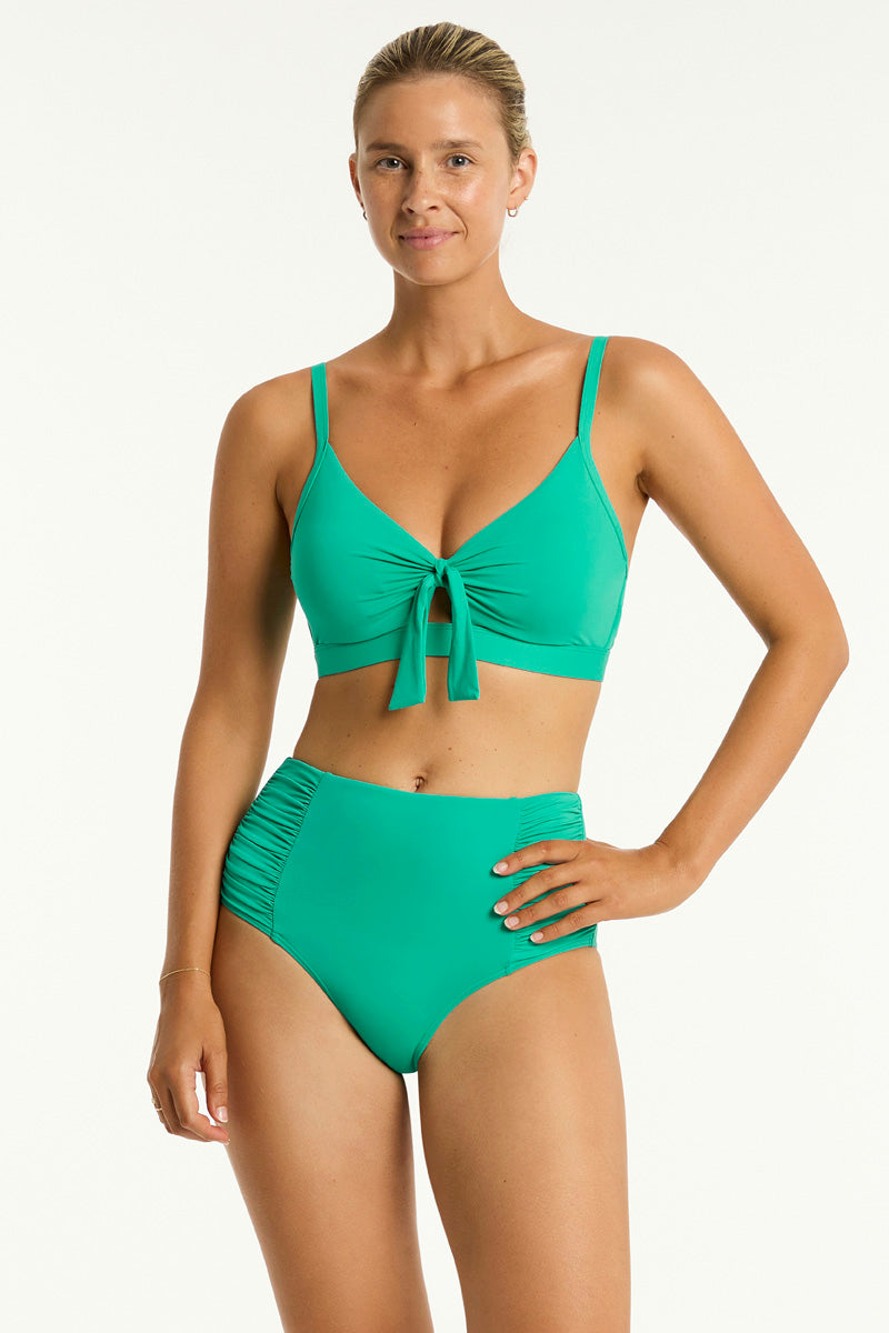 Essentials Edit High Waist Gathered Side Pant / Sea Level Eco essentials evergreen