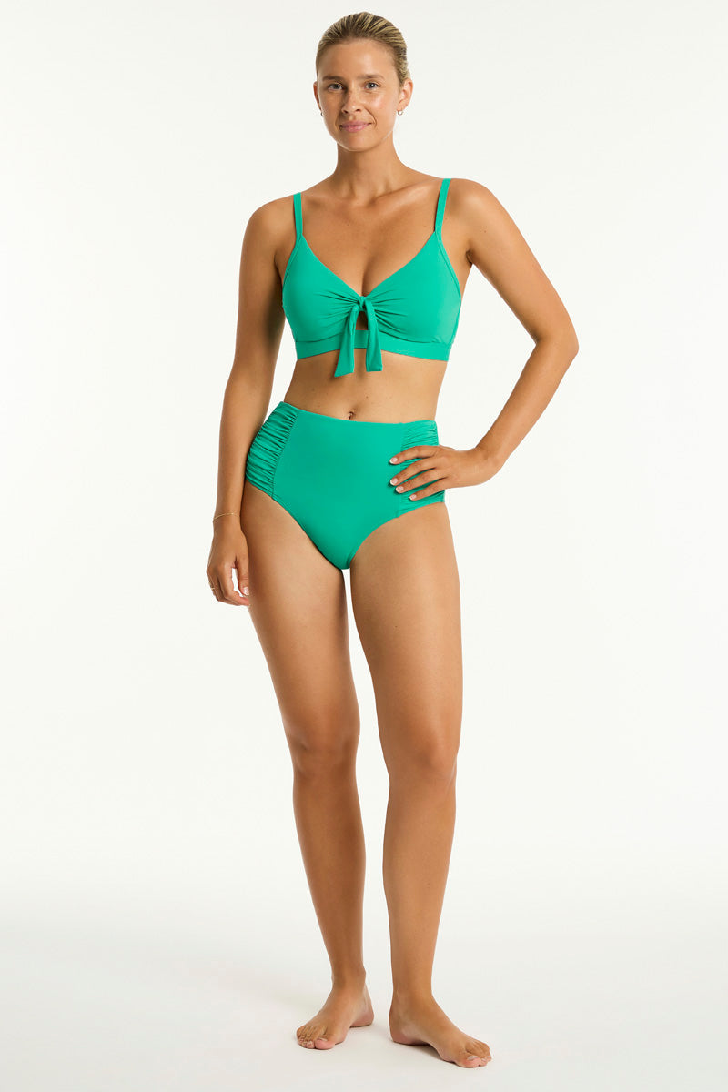 Essentials Edit High Waist Gathered Side Pant / Sea Level Eco essentials evergreen