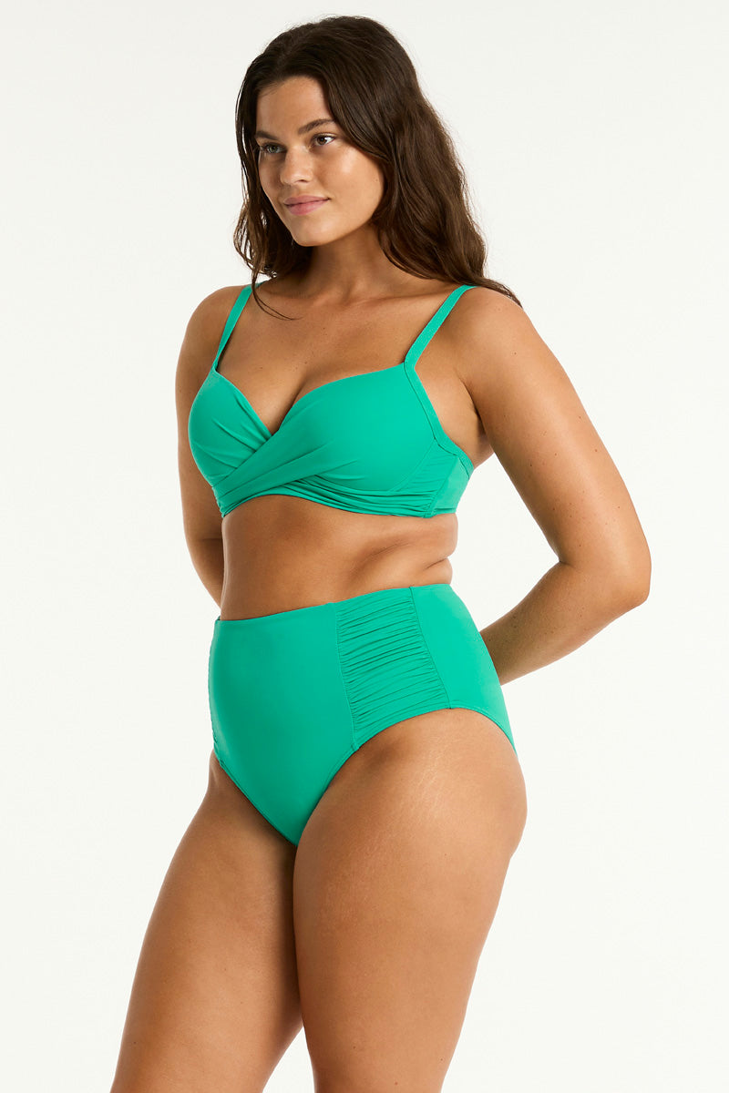 Essentials Edit High Waist Gathered Side Pant / Sea Level Eco essentials evergreen