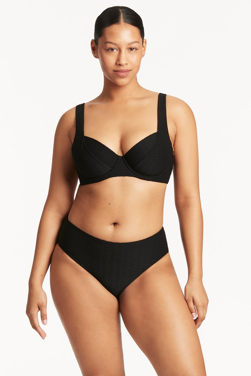 Honeycomb Mid Bikini Pant / Sea Level Honeycomb black