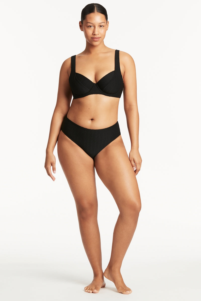 Honeycomb Mid Bikini Pant / Sea Level Honeycomb black