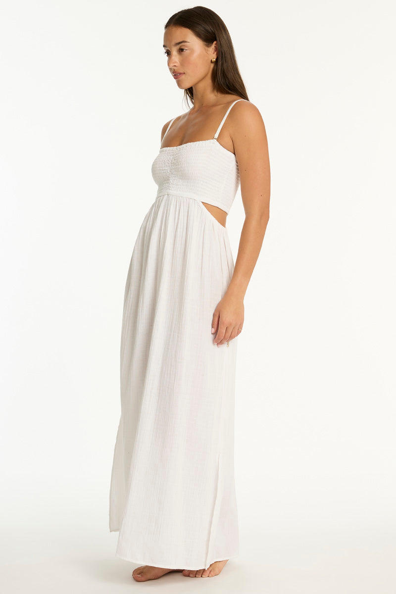 Sunset Cutaway Bandeau Dress / Sea Level Sunset white
