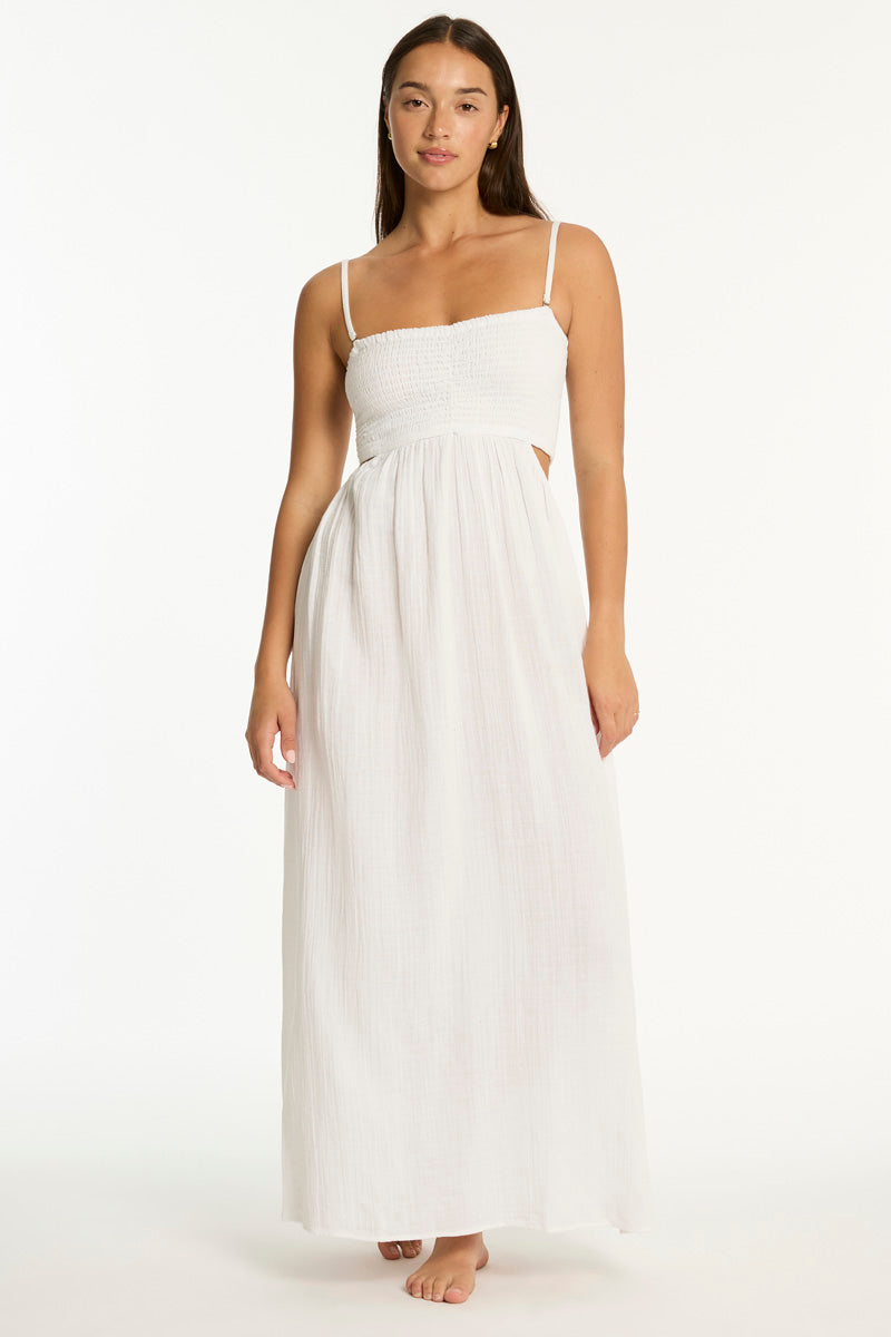 Sunset Cutaway Bandeau Dress / Sea Level Sunset white
