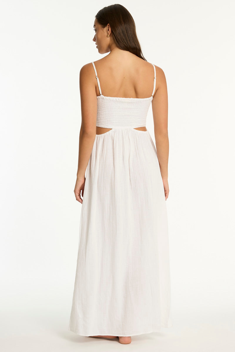 Sunset Cutaway Bandeau Dress / Sea Level Sunset white