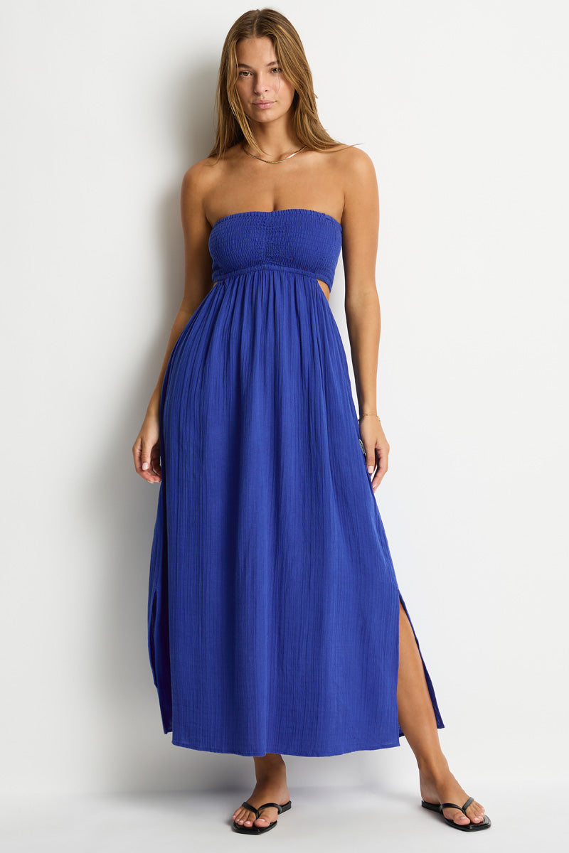 Sunset Cutaway Bandeau Dress / Sea Level Sunset amalfi blue