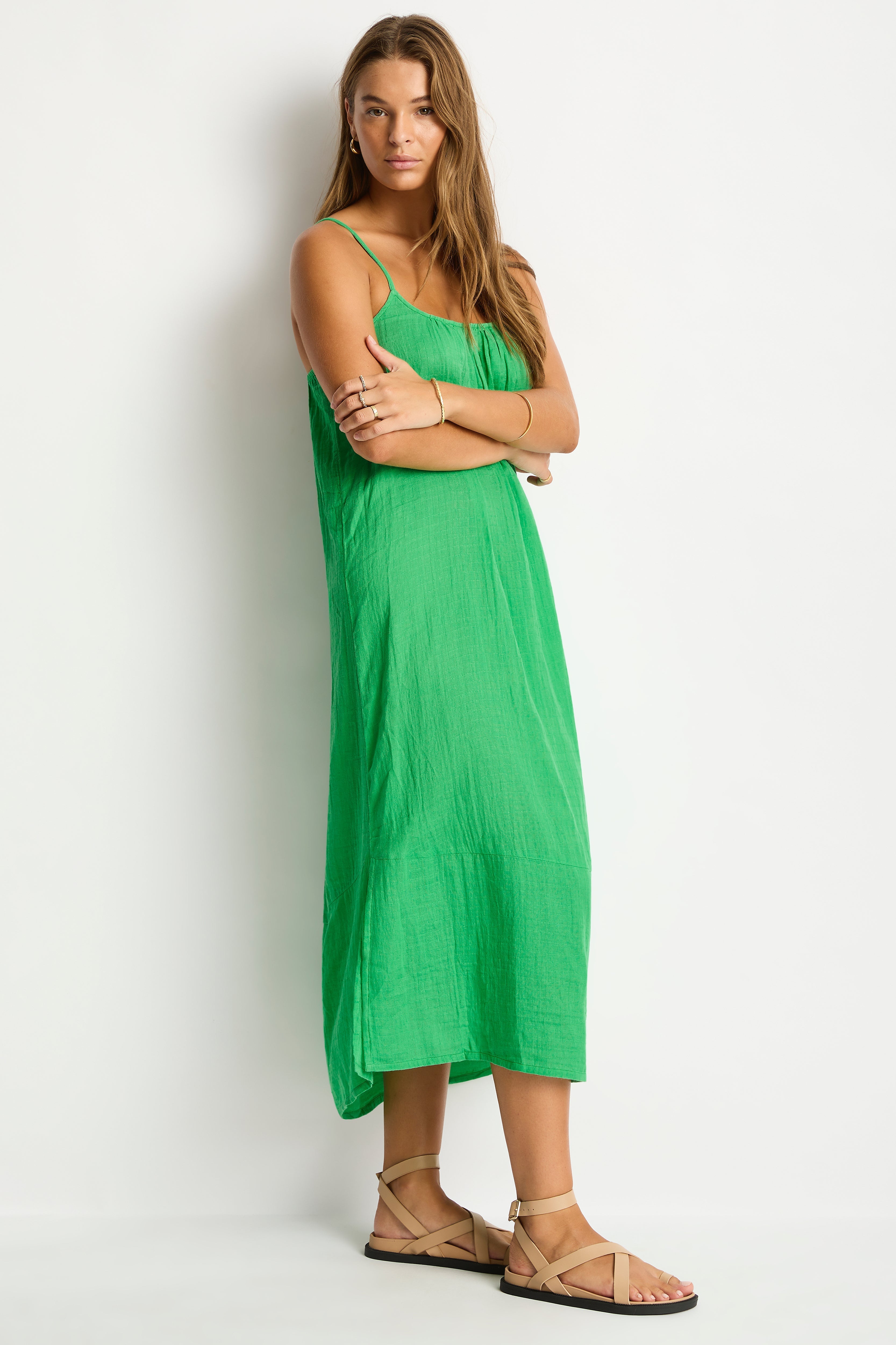 Sunset Tie Back Sundress / Sea Level Sunset kelly green