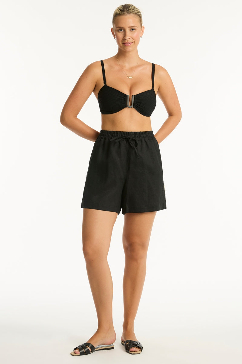 Tidal Linen Boardwalk Short / Sea Level Tidal linen black